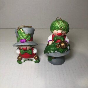 Set of 2 Hollyberry Elf Christmas Ornaments 1987 Seasonal Specialties Vintage